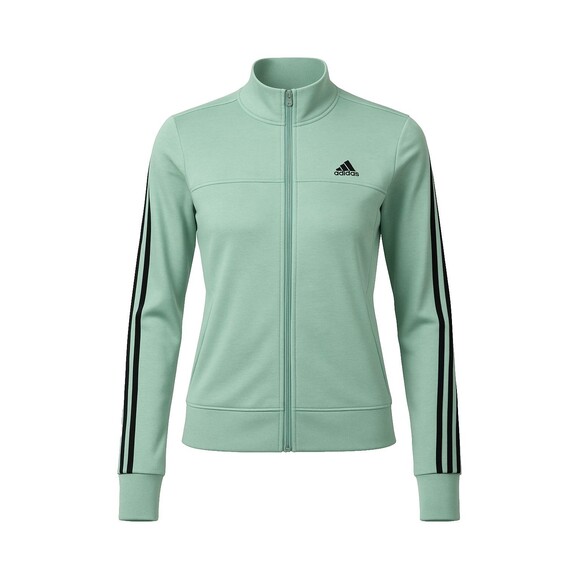 Adidas Track Jacket Womens Large Mint Sea Green 3 Stripes Long Sleeve Full Zip - Picture 1 of 7